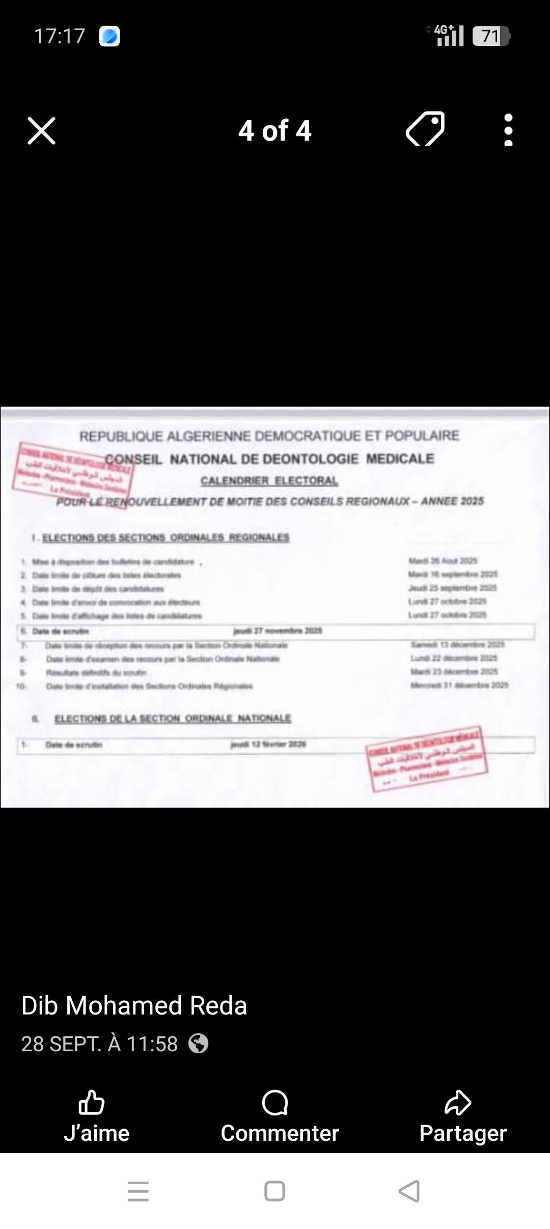 Élection des membres de la section ordinale région